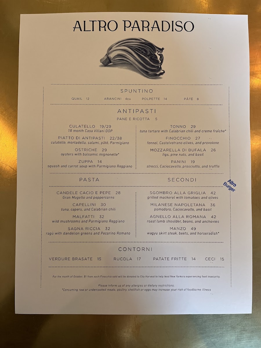 Altro Paradiso Menu - Image 2